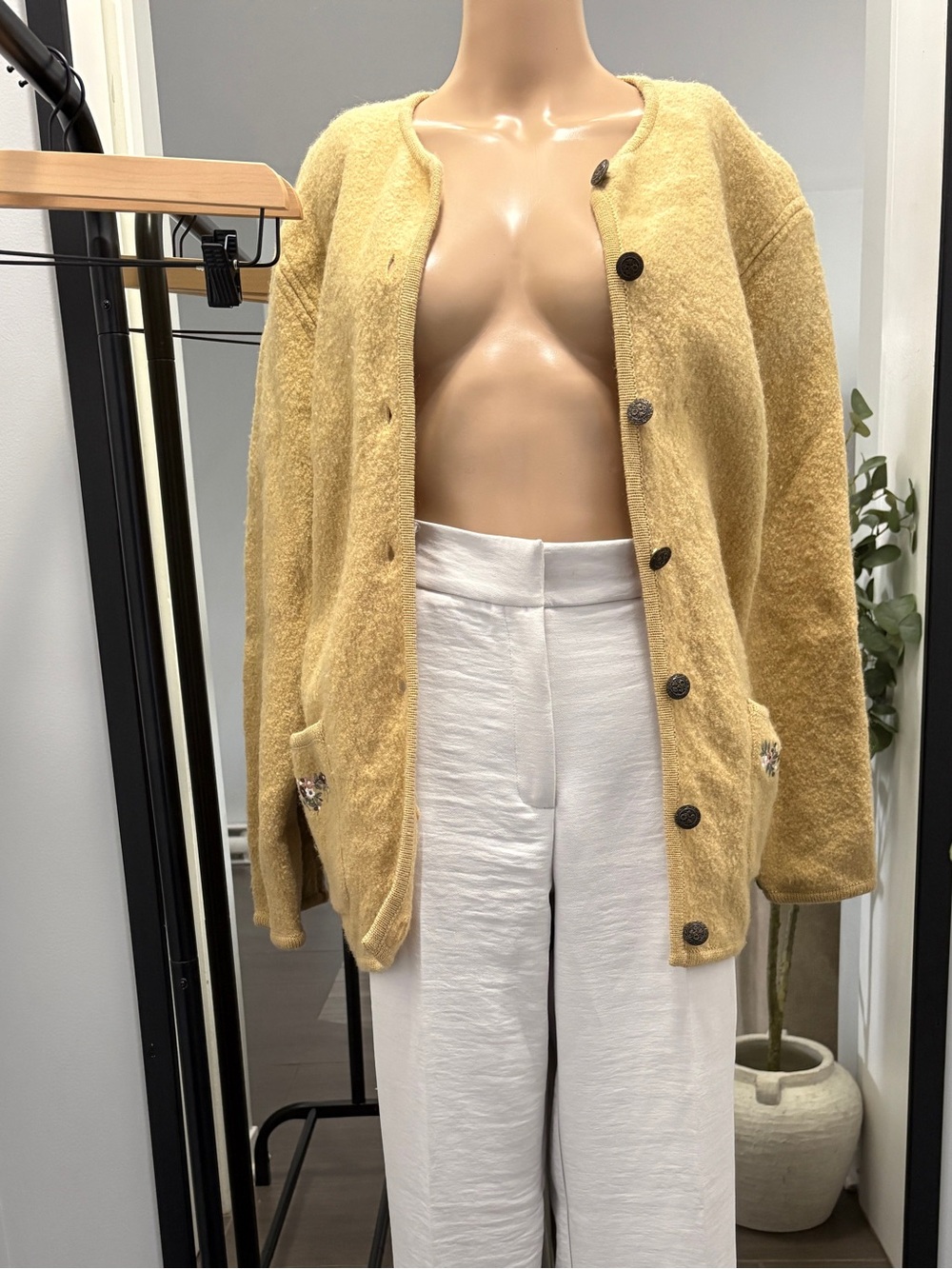 Soft Yellow Women's Button Cardigan Sweater